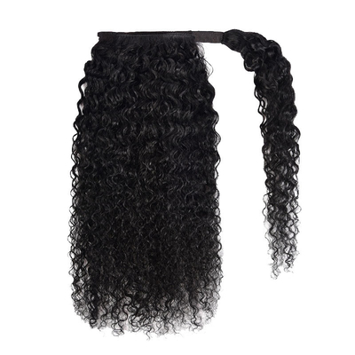 Vigoureux vrai brésilien bouclé en boucle autour de la queue de cheval extensions de cheveux humains Noir