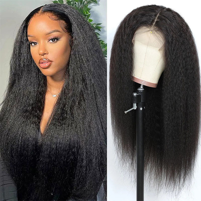 Couleur de dentelle brune claire 13*4 HD Afro Kinky cheveux humains droits dentelle perruques frontales fournisseurs