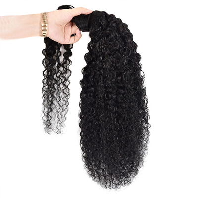 Vigoureux vrai brésilien bouclé en boucle autour de la queue de cheval extensions de cheveux humains Noir