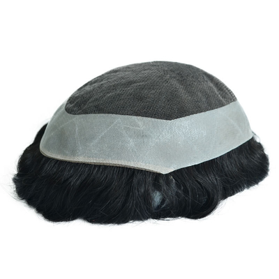 Toupee Densité 120% Homme Topper cheveux humains Soyeux droit OK Style 64 Swiss Lace NPU Système de remplacement des bases