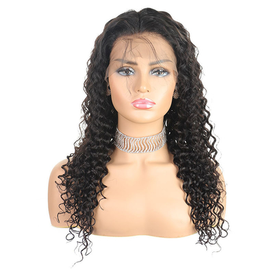 150% 180% Densité bouclée vague profonde Perruque frontale avec cheveux vierges humains Femmes naturelles