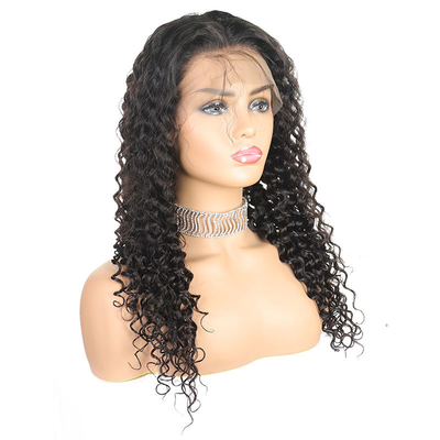 150% 180% Densité bouclée vague profonde Perruque frontale avec cheveux vierges humains Femmes naturelles