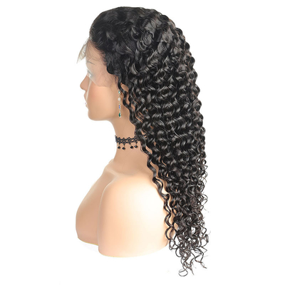150% 180% Densité bouclée vague profonde Perruque frontale avec cheveux vierges humains Femmes naturelles