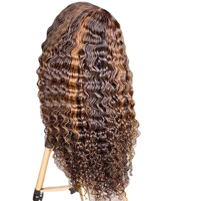Cheveux brésiliens vierges profond ondulé bouclé HD dentelle frontale longue perruque avec type de cheveux humains
