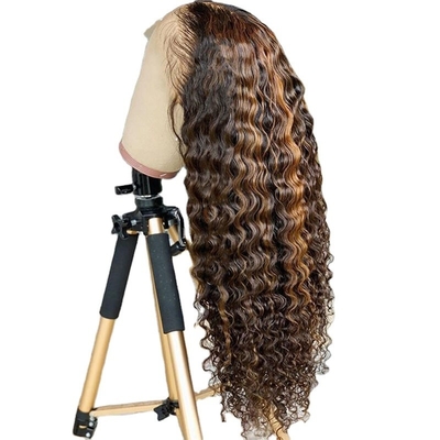 Cheveux brésiliens vierges profond ondulé bouclé HD dentelle frontale longue perruque avec type de cheveux humains