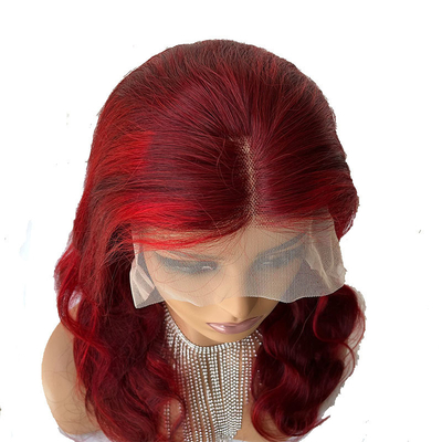 Taille moyenne 100% Cheveux humains Roux Brun Highlight Body Wave HD Lacet Perruque Vendeur de cheveux bruns