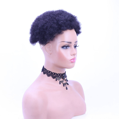 Véritable vierge brésilienne Afro bouclée coiffure humaine pour femmes technique demi-homme fait