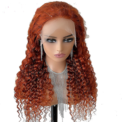 12-34 pouces Indienne crue Véritable châtaignier brun Perruque de cheveux HD Transparent Perruque avant en dentelle suisse