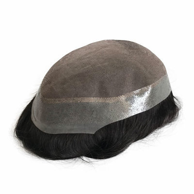 6 pouces Ultra Hold Super Thin PU Skin Fine Mono Base Indétectable Légère Remy Cheveux humains courts Toupee