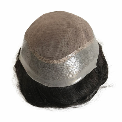 6 pouces Ultra Hold Super Thin PU Skin Fine Mono Base Indétectable Légère Remy Cheveux humains courts Toupee