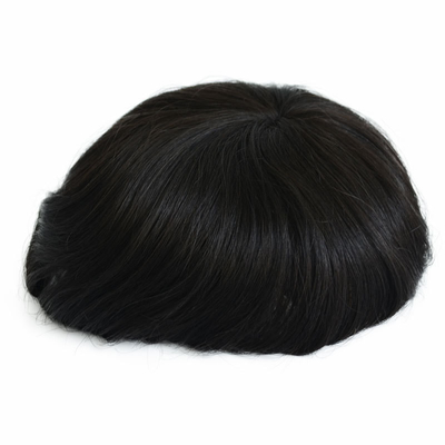 6 pouces Ultra Hold Super Thin PU Skin Fine Mono Base Indétectable Légère Remy Cheveux humains courts Toupee