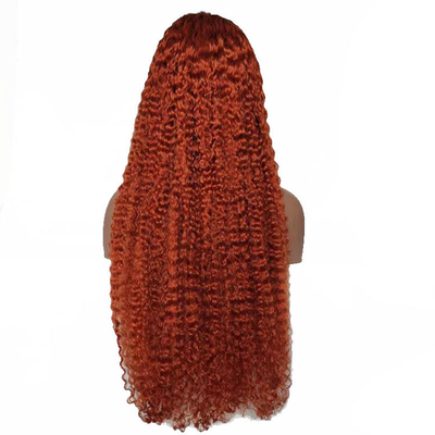 Couleur orange douce et brillante Ginger Human Kinky bouclée Remy cheveux perruque avec HD dentelle frontale