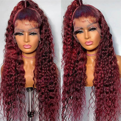 Oui, cheveux vierges 100% cheveux humains cheveux brésiliens Hd dentelle perruques frontales vendeurs 99J Bourgogne