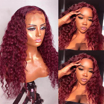 Oui, cheveux vierges 100% cheveux humains cheveux brésiliens Hd dentelle perruques frontales vendeurs 99J Bourgogne
