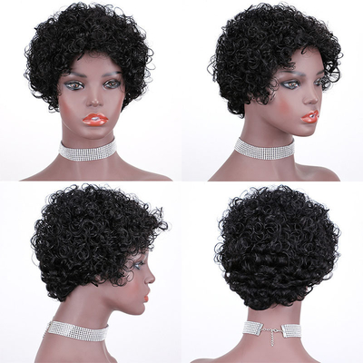 Prêt à expédier Pixie coupe courte crue cuticule vierge indienne aligné cheveux cheveux humains perruques