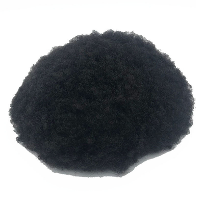 Cheveux Remy Adhésif haute densité Afro Curl PU Système de remplacement de cheveux en dentelle Toupee pour hommes noirs