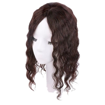 Top cheveux humains femmes brun foncé long ondulé bouclé soie Top Clip En cheveux pour femmes