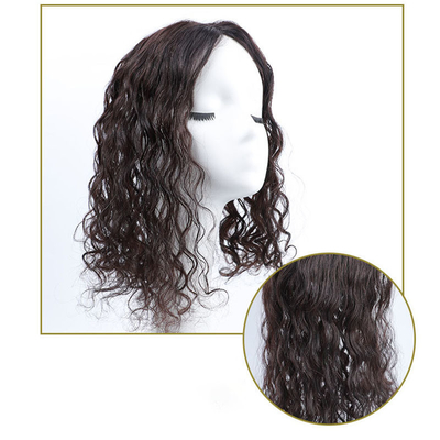 Top cheveux humains femmes brun foncé long ondulé bouclé soie Top Clip En cheveux pour femmes