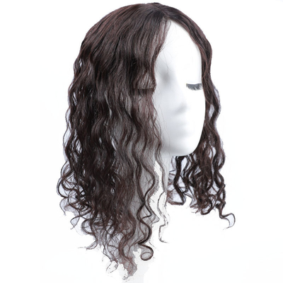 Top cheveux humains femmes brun foncé long ondulé bouclé soie Top Clip En cheveux pour femmes