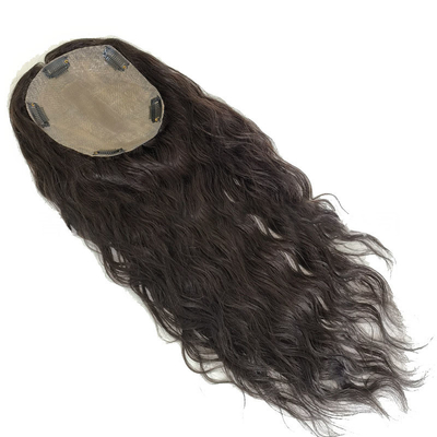 Top cheveux humains femmes brun foncé long ondulé bouclé soie Top Clip En cheveux pour femmes