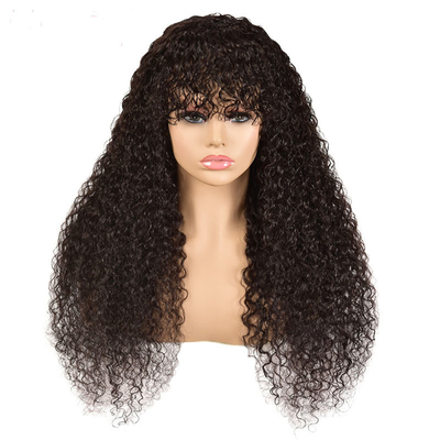Noir naturel de qualité 10A 100% de cheveux humains vierges bruts Perruques sans colle avec bâtons 150% de densité