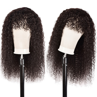 Noir naturel de qualité 10A 100% de cheveux humains vierges bruts Perruques sans colle avec bâtons 150% de densité