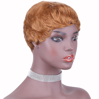 Matériau de base de dentelle suisse Droite Pixie Coupe machine complète Perruque faite à 100% de cheveux humains