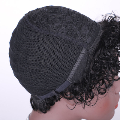 Matériau de base de dentelle suisse Droite Pixie Coupe machine complète Perruque faite à 100% de cheveux humains