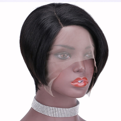 Matériau de base de dentelle suisse Droite Pixie Coupe machine complète Perruque faite à 100% de cheveux humains