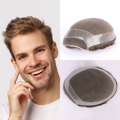 80% de densité de lumière Toupee pour homme avec une technique de la main et un style droit