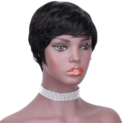 Logo personnalisé Naturel brut courte Pixie Coupe de cheveux humains Perruque pour et naturel 250g-450g