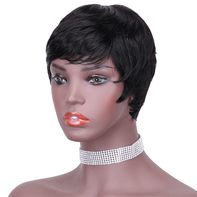 Logo personnalisé Naturel brut courte Pixie Coupe de cheveux humains Perruque pour et naturel 250g-450g
