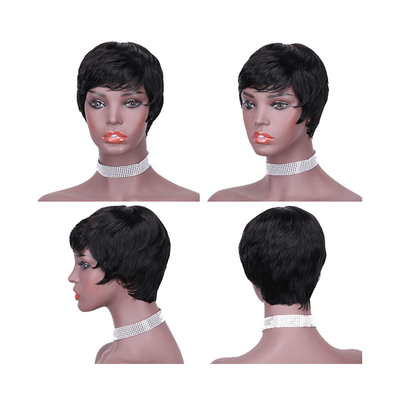 Logo personnalisé Naturel brut courte Pixie Coupe de cheveux humains Perruque pour et naturel 250g-450g