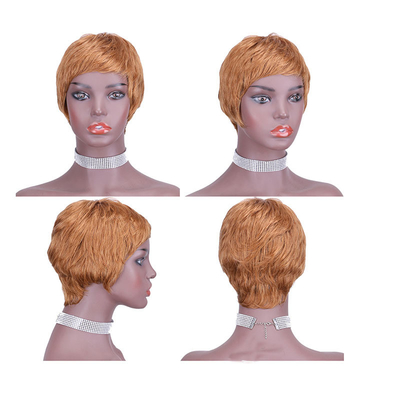 Logo personnalisé Naturel brut courte Pixie Coupe de cheveux humains Perruque pour et naturel 250g-450g