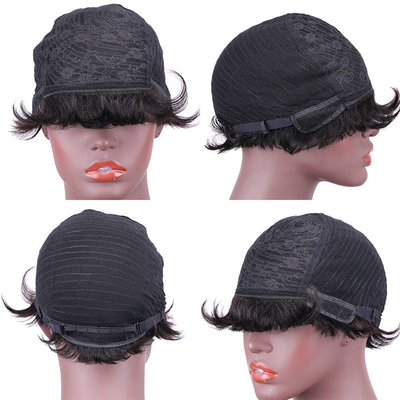 Logo personnalisé Naturel brut courte Pixie Coupe de cheveux humains Perruque pour et naturel 250g-450g