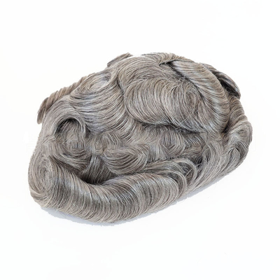 Base australienne 130% Haute densité Hommes coiffures courtes gris naturel 6x8 coiffure humaine