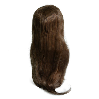 20 pouces brun clair surligne les cheveux humains Remy Toppers cheveux brésiliens Toupee dentelle base PU