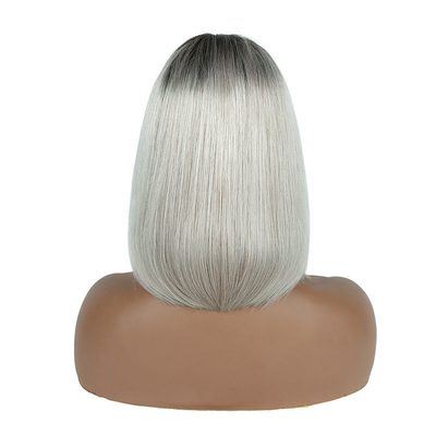 100% cheveux humains Ombre gris court Bob Coupe pré-pluqué HD dentelle Perruques avant 250% Densité