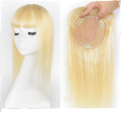 6x6 Topper à la main sans pièce Silk Top Base Platine Blonde Clip en Toupee pour la personnalisation