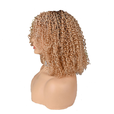 250% de densité Afro Kinky courte boucleuse Pixie couper les cheveux humains Perruques pour les femmes noires de haut