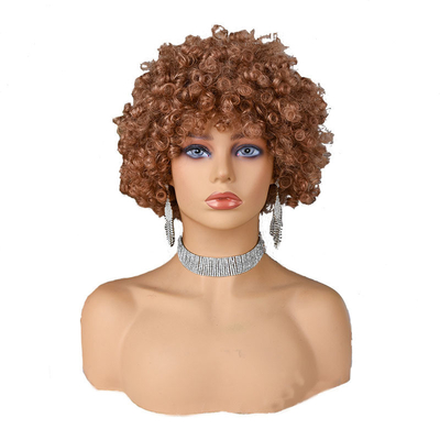 Texturé doux Perruque coupe de fées naturelle Remy Cheveux humains courts bouclés Pré-pluqué avec des poings