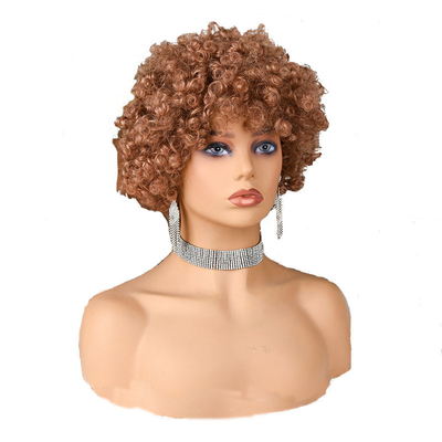 Texturé doux Perruque coupe de fées naturelle Remy Cheveux humains courts bouclés Pré-pluqué avec des poings
