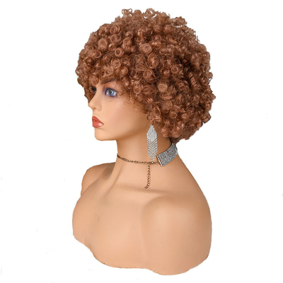 Texturé doux Perruque coupe de fées naturelle Remy Cheveux humains courts bouclés Pré-pluqué avec des poings