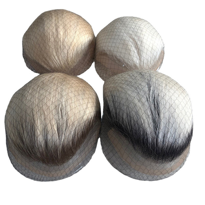 Rémy cheveux liés à la main Ombre naturel Sel et poivre Gris cheveux humains pièces Toupee pour hommes