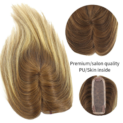 Les dames européennes Rooted Ombre coiffure cheveux humains Toppers Clip In Toupee pour la femme