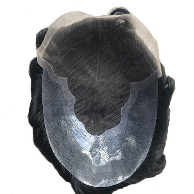 Cheveux noirs naturels Toupee 6x8 dentelle française patch de cheveux pour hommes Cheveux chinois 110% Densité