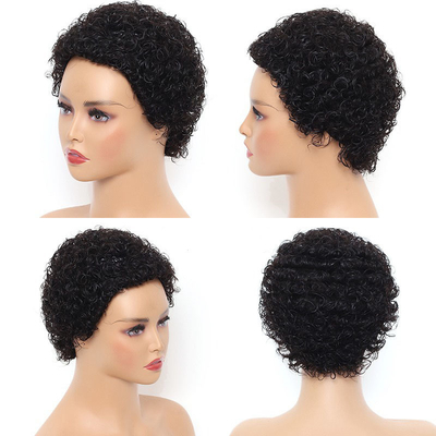 La machine à cheveux brésilienne courte afro bouclée a fabriqué une perruque de fées de couleur naturelle pour les femmes noires.