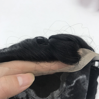 Cheveux noirs naturels Toupee 6x8 dentelle française patch de cheveux pour hommes Cheveux chinois 110% Densité