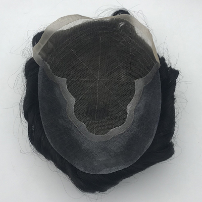 Cheveux noirs naturels Toupee 6x8 dentelle française patch de cheveux pour hommes Cheveux chinois 110% Densité