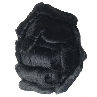 Cheveux noirs naturels Toupee 6x8 dentelle française patch de cheveux pour hommes Cheveux chinois 110% Densité